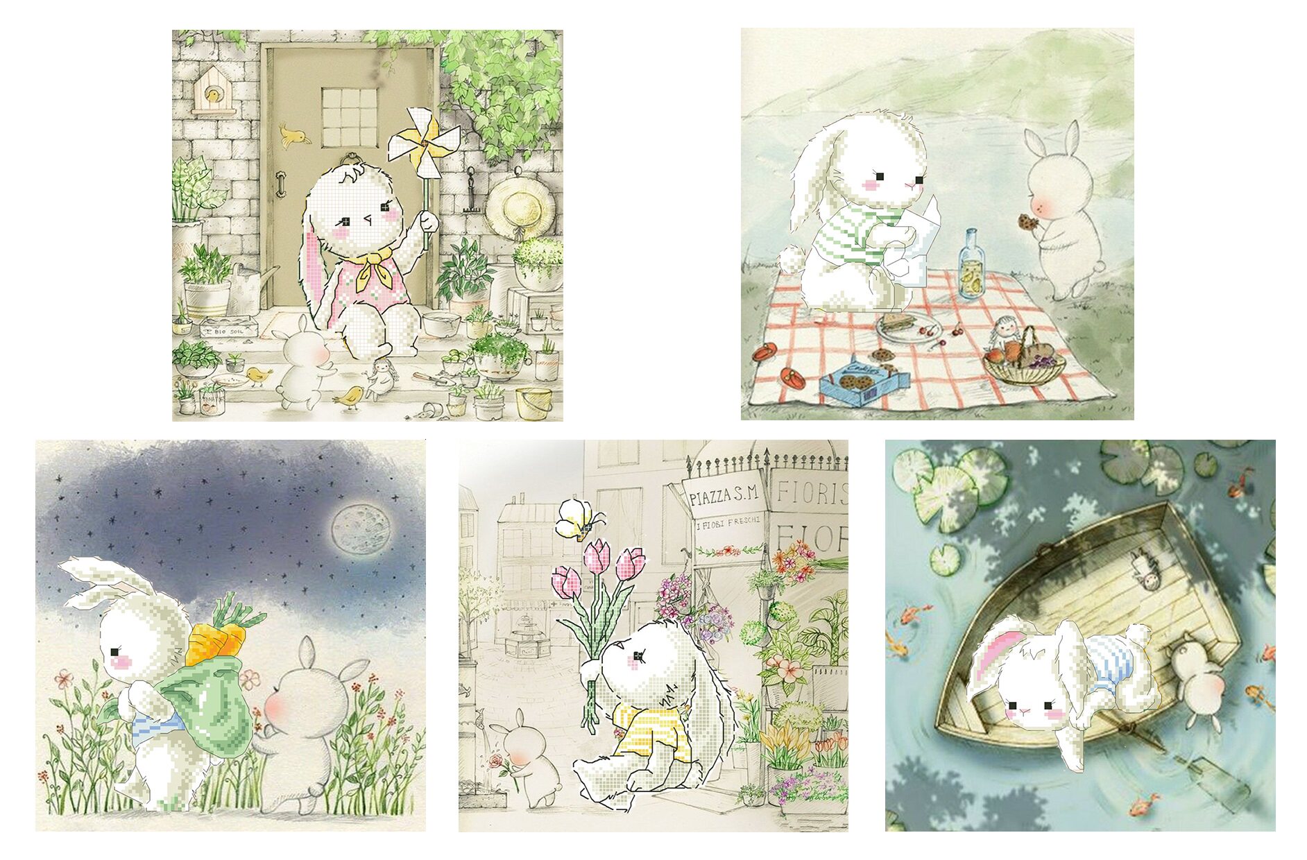 (Cat Cat Embroidery Workshop) Colorful Cloth Kit-Soda-g164 Little Rabbit