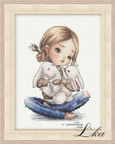 (Cat and cat embroidery) R line self-matching kit-girl and rabbit MM190905