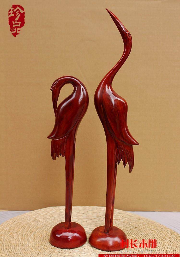 Red Wood Color Wood Carving Fairy Crane Craft Delicate Home Life Adornment Solid Wood Pendulum Wedding Celebration Susmall Gifts