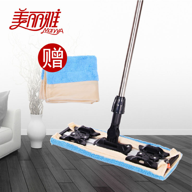 Meiya Mop Qinqin 400 Flat Mop with Cloth Clip, Floor Mop for Wooden Floors, 2 Mop Heads