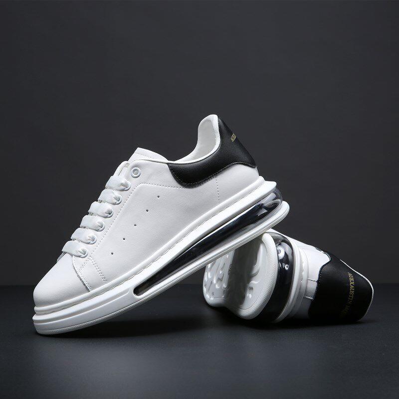 European Style Thick-Soled Height-Increasing Genuine Leather Breathable Dad Shoes 2026 Mcqueen Air-Cushioned White Sneakers Men's Sports Casual Shoes