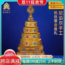 Nepals pussy Manza eight auspicious gold man Tea Dragon Head base temple for man tea tray oversized 20cm