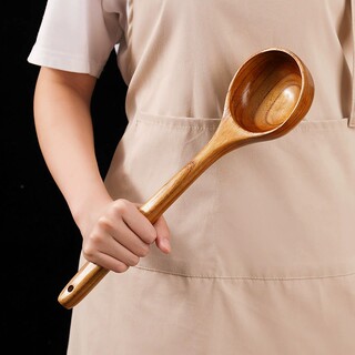 Long-Handled Large Wooden Soup Ladle, Kitchen Utensil, Extra-Large Soup Spoon for Home Use, Porridge Spoon