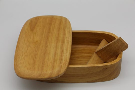 Natural Oak Wood Japanese-Style Tableware Lunch Box Eco-Friendly Bento Box Single-Layer Export Lunch Box Oval Kitchen Supplies