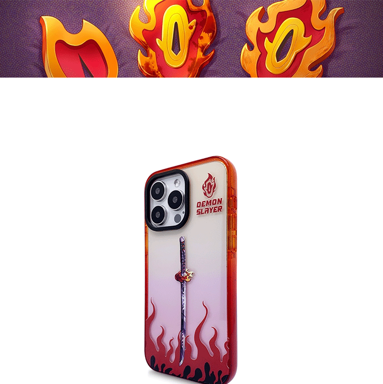 Demon Slayer Flame Sword Red Orange White iPhone Case
