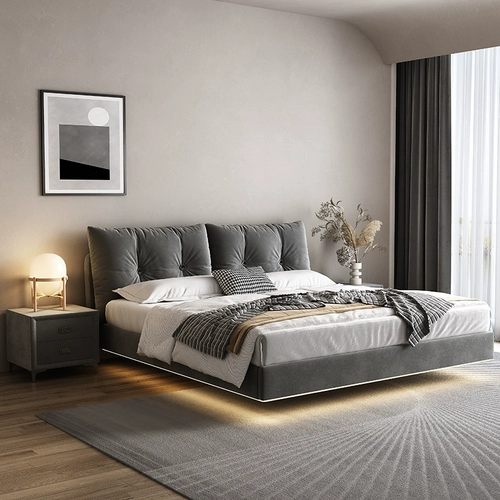 Итальянская легкая роскошная технология ткани кровать замша современная минималистская индукционная лампа подвесная кровать 1,5 м1,8 м