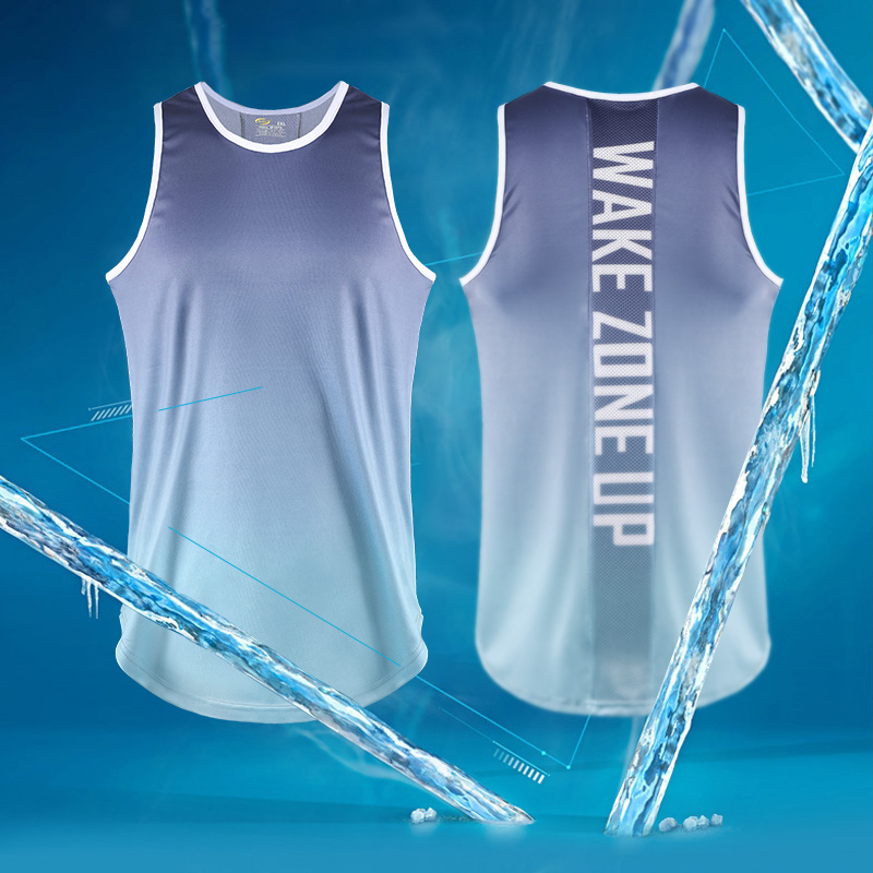 Basketball Vest Men's Summer Training Fitness Sports Vest Speed Dry Ice Silk Kan Shoulder Athletics Running Suit Sleeveless T-shirt