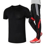 Комплект для спортзала, быстросохнущий дышащий лонгслив, спортивная форма для тренировок, штаны, короткий рукав, в обтяжку, для бега