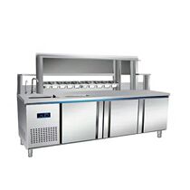 Water bar Commercial stainless steel workbench shelf Salad console Milk tea shop Full set of equipment Refrigeration and freezing