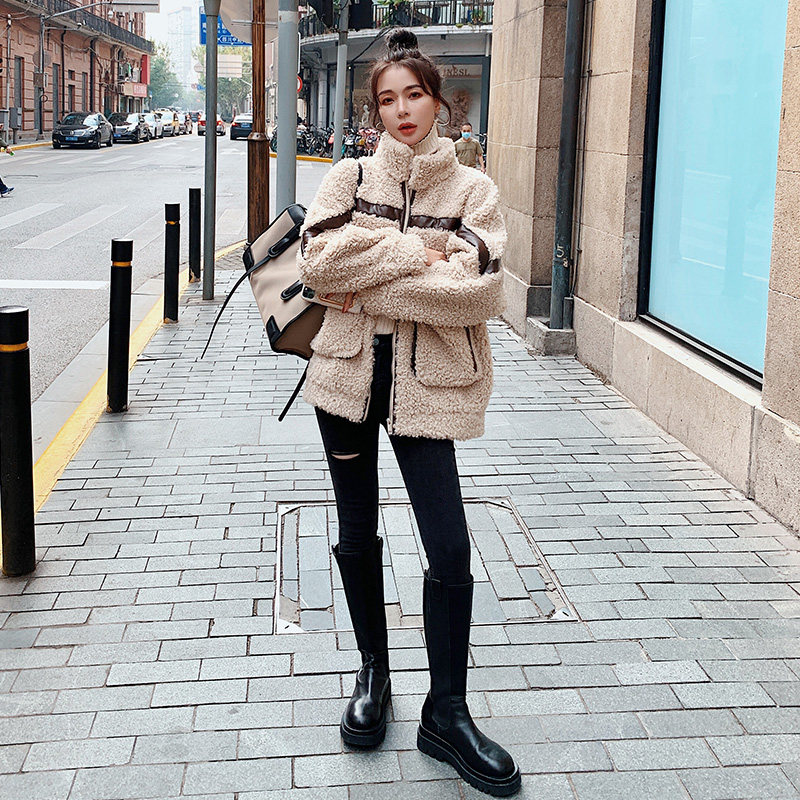 Lamb wool jacket woman 2021 new winter fur integrated plus suede thick high end Korean wind chic little guy