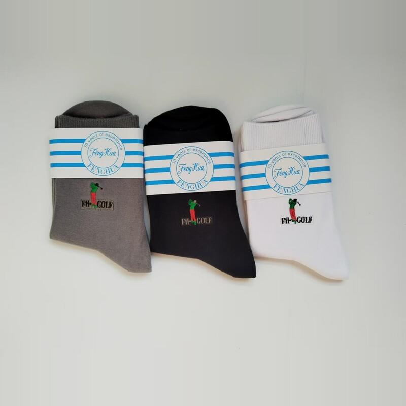 New Brand Genuine 6 Pairs  Pure Cotton Golf Men's Socks Seamless Stitching Fenghua Socks Double-Sided Embroidery
