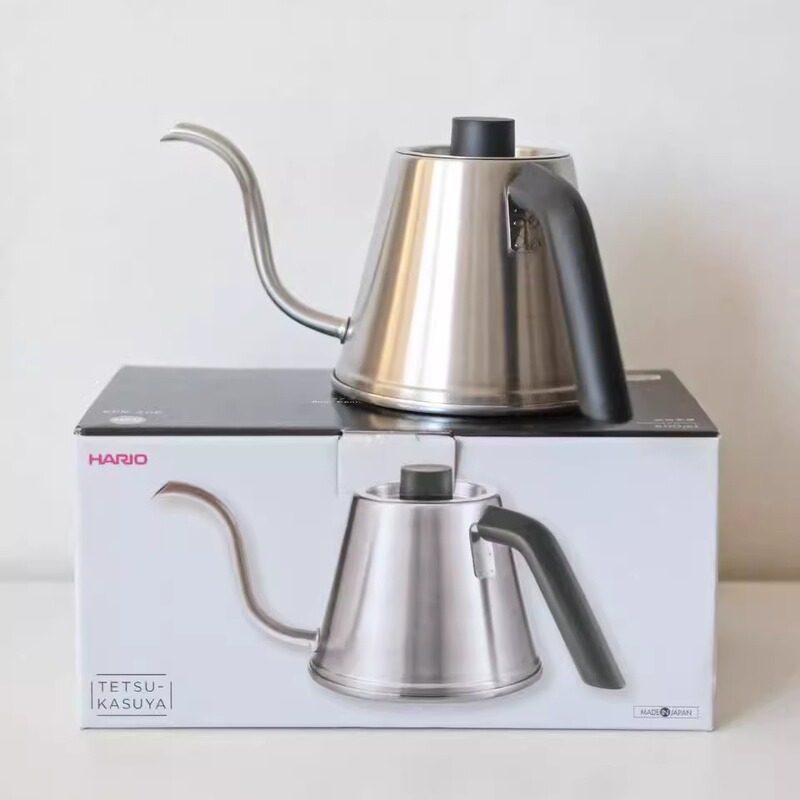 Hario Collaboration Mokuzai Hand-Brewed Coffee Pot Stainless Steel Side Handle 120-Degree Handle Hand-Brewed Pot 600ml