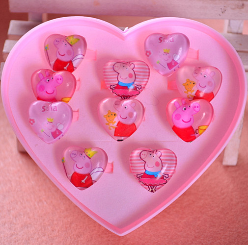 Ngày sinh nhật của trẻ em Quà tặng Ice Frozen Pepe Pig Phim hoạt hình Kim cương Nhẫn trẻ em Nhẫn bóng thủy tinh Đồ chơi cô gái pnj nhẫn cưới