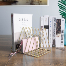 Nordic book stand creative ins style simple wrought iron storage rack Office desktop bookshelf Student book stand on the table