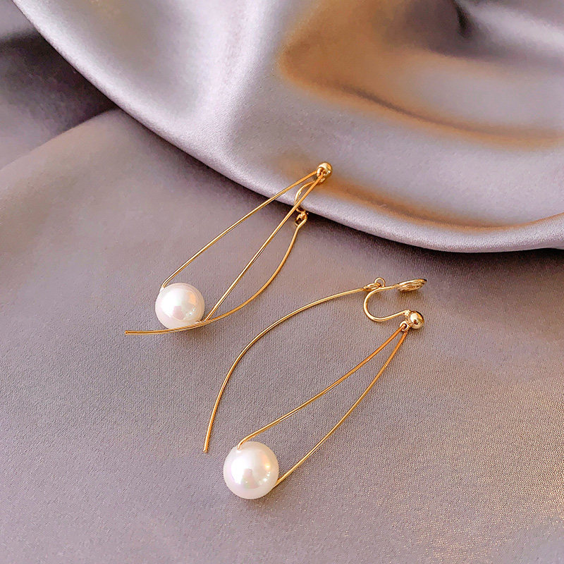 Aragaki Yui with the same style Super Fairy Pearl Mosquito Incense Dish Ear Clip No Pierced Female Earrings Female Fairy Qisen Earrings Earrings