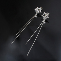 Tassel ear clip without ear hole can wear Hong Kong wind Korean face thin Cold Spring earrings women suitable for long clip