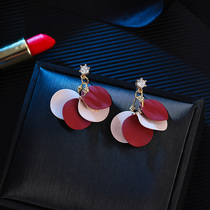 Irregular petal New Year earrings Japanese Red Net red retro earrings earrings without earrings female fake earrings earrings