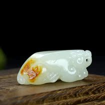Xinjiang and Tian Baiyu Jade Leopard Pendant pendant men and women Bills Chaetian Natural Seeds Materials Sprinkle Gold Leather Pendant 18 26g
