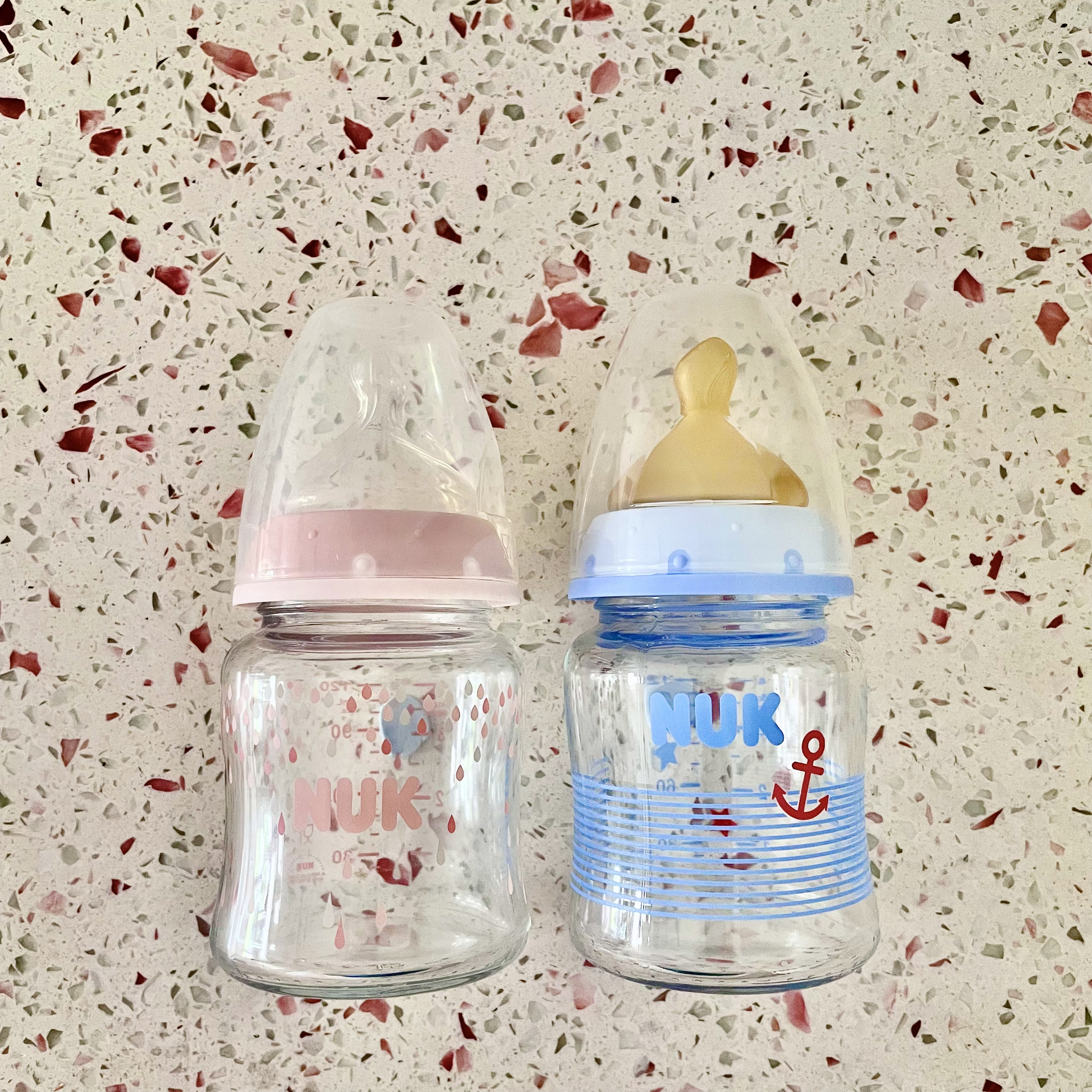NUK imported newborn baby wide-caliber glass bottle baby breast milk anti-choking milk anti-flatulence 120ml 240ml