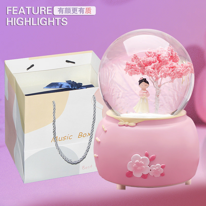 Advanced Female Music Box Spins Crystal Ball Eight-Oct Creative Gift for Children's Birthday Gift