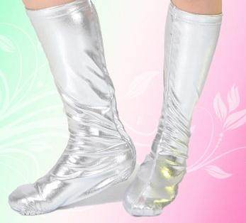 Six-one children's dance shoe cover children's performance foot cover long tube performance shoe cover adult shoe cover silver shoe cover