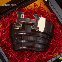 Cohnim Kevin belt mens leather automatic buckle belt Joker belt tide gift box for gift