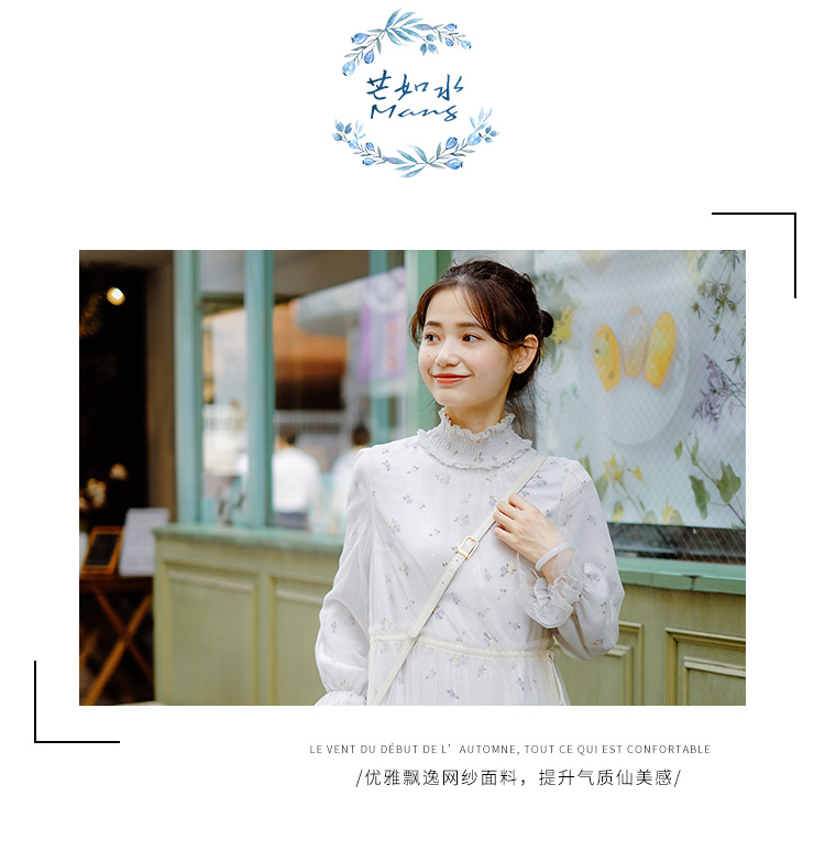 Mang như nước Mang năm tuổi ngọt ngào váy tiên sang trọng nhẹ nhàng siêu cổ eo cô gái yêu đầu tiên váy hoa váy trắng nhún eo	