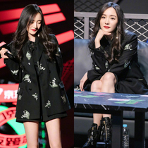 2021 Qiu Yang Mi same embroidery niche suit design sense British long loose size lazy style jacket