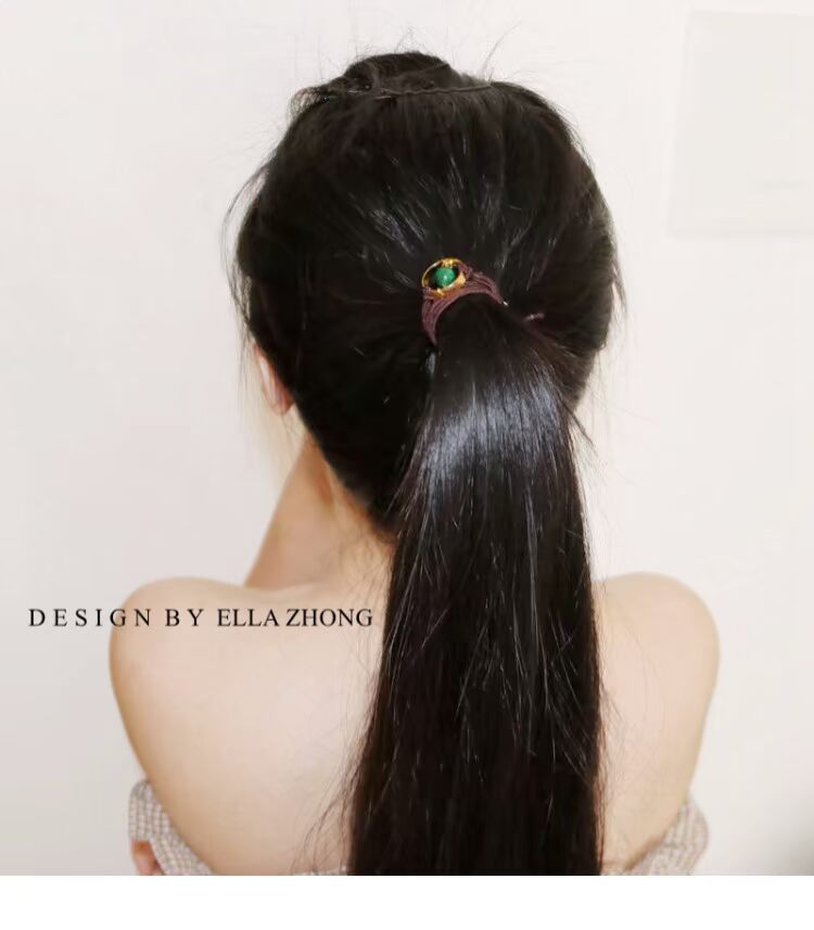 Ella ~ dây tóc ngọc lục bảo hiếm ~ khí chất thủ công nguyên bản của Nhật Bản đầy sao dây tóc vòng tóc phụ kiện Nhật Bản - Phụ kiện tóc băng đô cho bé