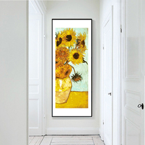 Large vertical diy filled digital oil color painting modern living room European and American porch decorative painting Van Gogh sunflower