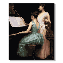 Music digital oil painting elegance and art DIY self-painted character piano violin classroom oil paint decorative painting