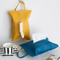 Creative ins style car paper box Internet celebrity home Nordic leather tissue bag living room car hanging tissue set