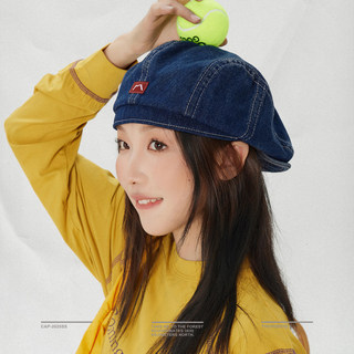 [the Hoboo] Japanese-Style Reverse-Worn Denim Beret for Women, Spring and Summer Original Fashion Trendy Hat, Men's Forward Cap