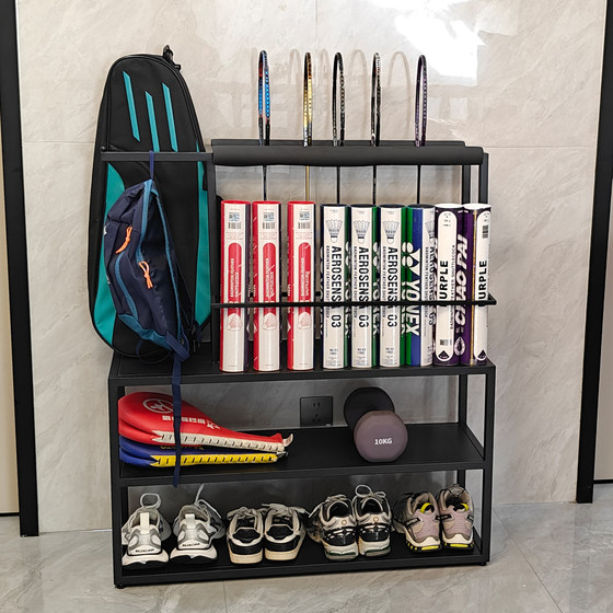 Multi-layer sports equipment storage rack badminton racket shoe storage cabinet home tennis racket punch-free storage rack