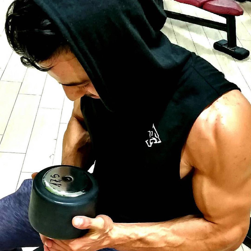 Cơ bắp Brothers Thể Dục vest Nam Hoodie Thể Thao Mỏng Tay Áo Thun Vest Vai Cotton Tập Thể Dục Mặc áo khoác nam thể thao