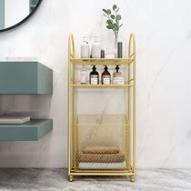 Light and luxurious gold Golden Dirty Clothes Basket Bath next modern containing shelf Shelve Toilet Bathroom can be moved