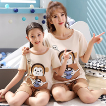 Girls pajamas summer thin short-sleeved mother-daughter parent-child cotton girl child home suit suit