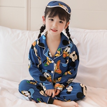Blue Mickey Girl Cotton Long Sleeve 2021 Girls Parent-Child Pajamas Autumn Kids Baby Home Clothes