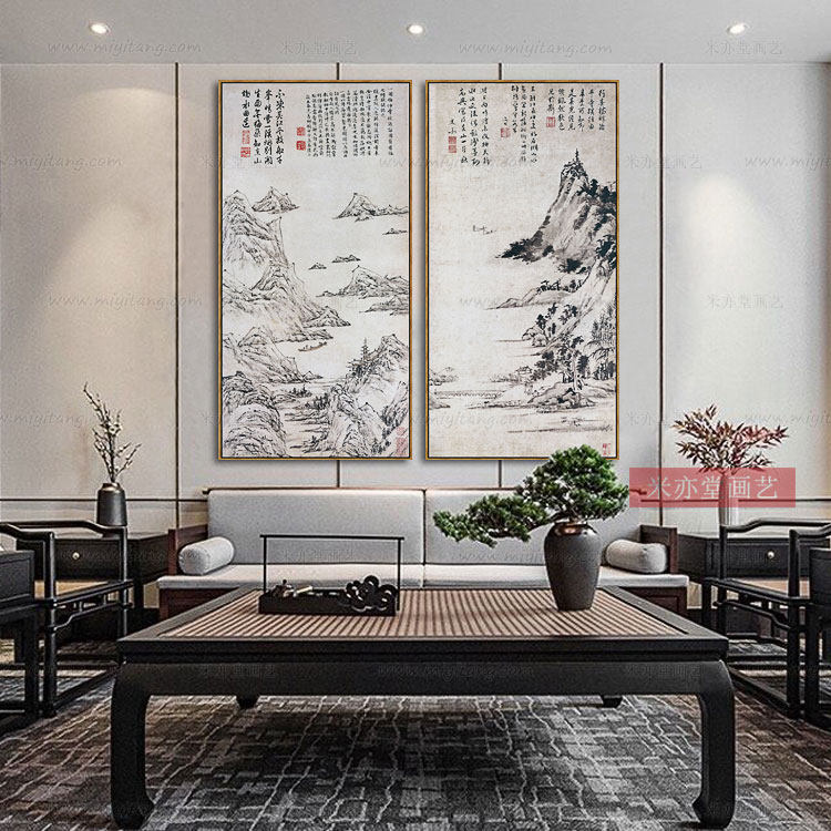 OQ5Mx新中式山水画 客厅办公室餐厅茶馆玄关书房大尺寸水墨挂画-阿里巴巴