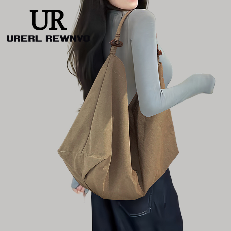 Urerl Rewnvo Retro Nylon Tote Bag 2025 New Large-Capacity Lazy Cloth Bag Casual Large Shoulder Bag