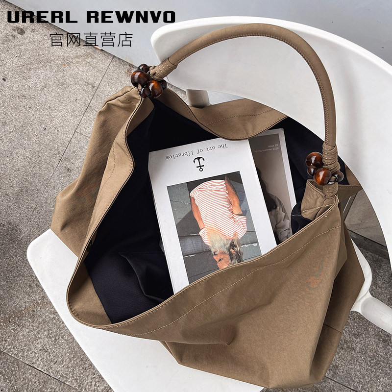 URERL REWNVO Women's Retro Nylon Tote Bag, Spacious Slouchy Shoulder Bag for Work and Everyday Use - Thumbnail 4