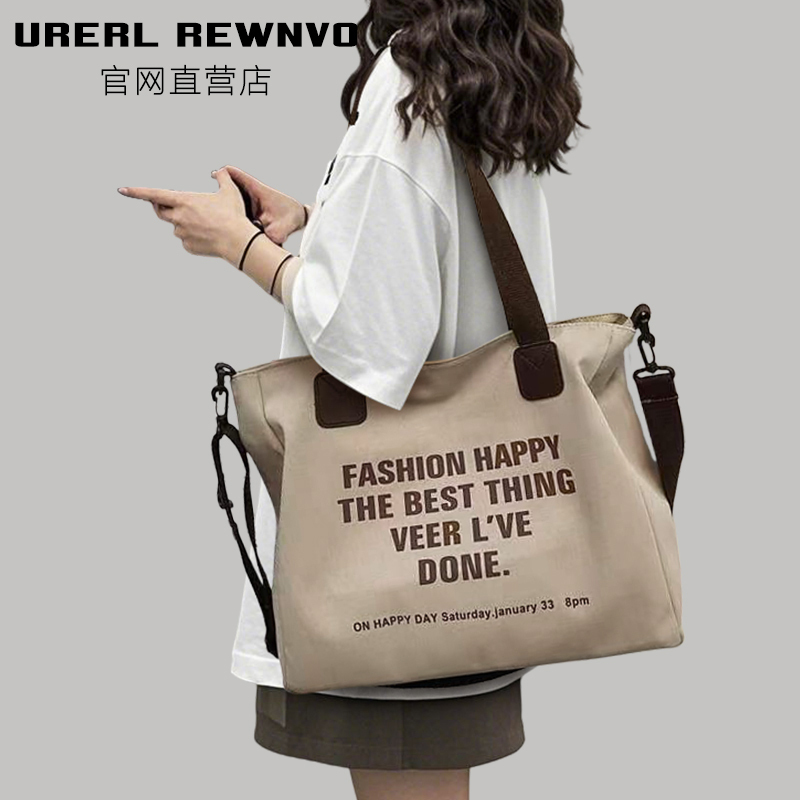 Urerl Rewnvo Canvas Tote Bag for Women 2025 New Model for Class and Commuting Large Capacity Retro Canvas Crossbody Bag
