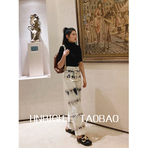 Each one is different Handmade tie-dyed high street straight pants skinny jeans