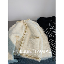 HNBIGLEE clean high class handmade chain imported woven flower cloud cashmere alpaca cardigan coat