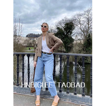 HNBIGLEE spring good wear~washed light blue high waist thin turnip pants casual pants high street daddy pants