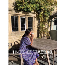 HNBIGLEE can Xian Ke Mei~Court department led purple floral silk cotton blended long dress holiday dress