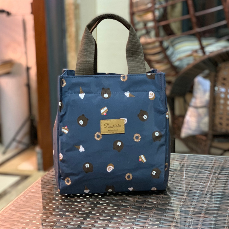 Insulated lunch box bag waterproof oilproof thickened aluminum foil portable lunch box bag canvas bento bag office workers with rice bag large