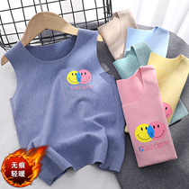 De velvet children fever fiber vest no trace plus velvet warm boys and girls base shirt childrens clothing underwear