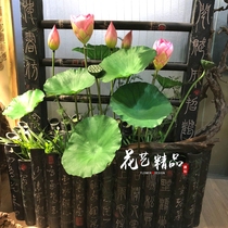 Simulation Lotus lotus leaf lotus water lily fish tank decoration pool landscape decoration fake flower feel PU for Buddha