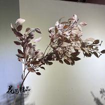 ins simple decoration simulation flower dirty pink jade leaf illustration material withered branches leaves caramel color Gray Curry